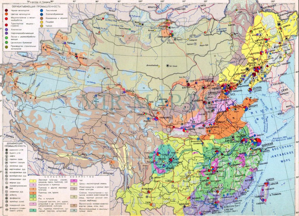 Карта китая на русском языке в увеличенном размере